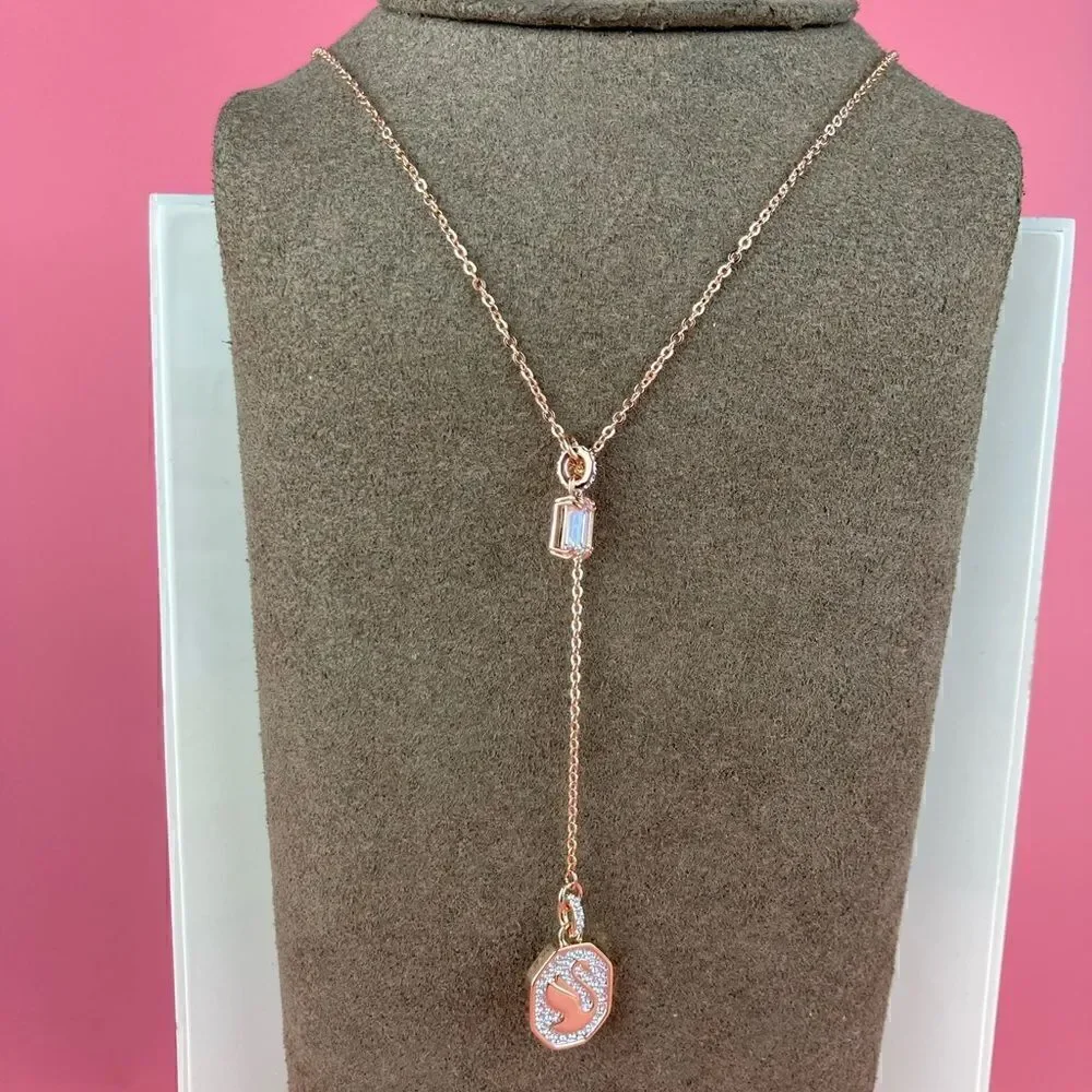 Swarovski Signum Y necklace Swan, White, Rose gold-tone plated
